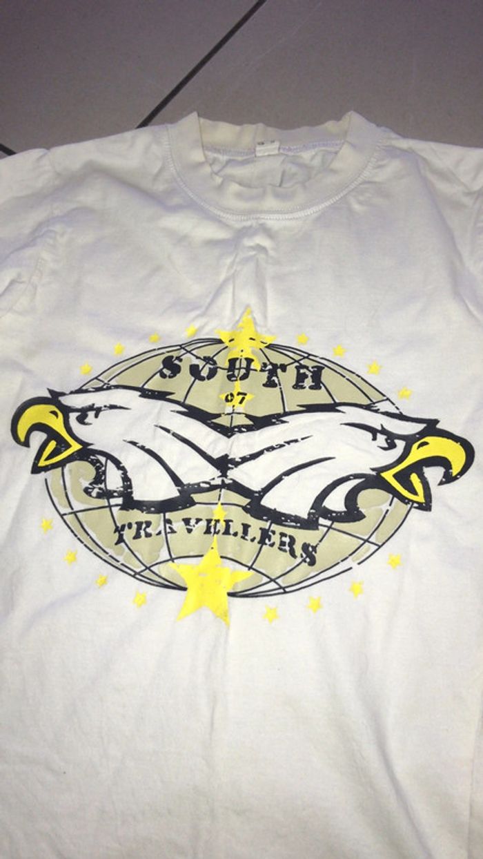 T-shirt blanc manches longues motif têtes d’aigles 140-146 - photo numéro 2
