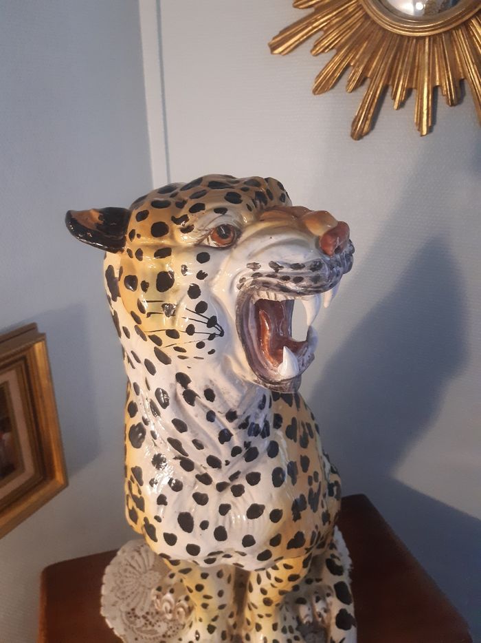 Grande panthère terre cuite années 60/70 - photo numéro 7