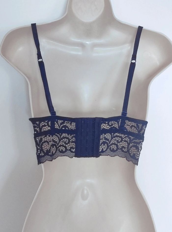 Soutien-gorge bustier bleu marine dentelle nœud/ Eldys - 90A - photo numéro 4