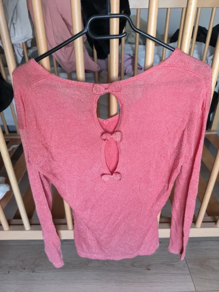 Pull léger femme rose pailleté - photo numéro 2