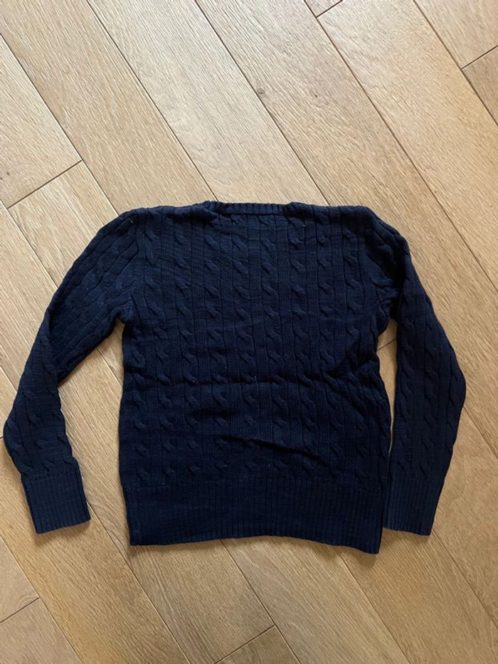 Pull droit torsadé polo Ralph Lauren bleu marine 8- 10 ans bon état - photo numéro 7