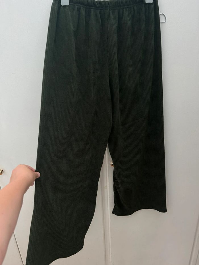 Pantalon large en velours côtelé kaki - taille 40 made in France - photo numéro 4