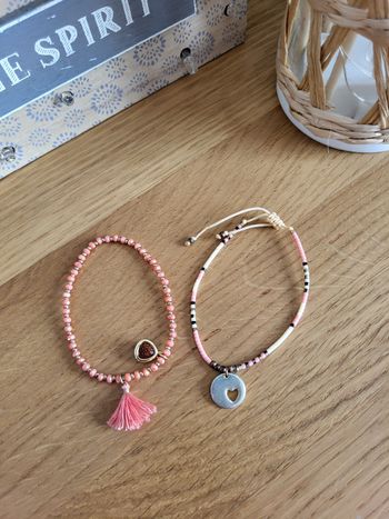 Lot de 2 bracelets rose et corail Victoria
