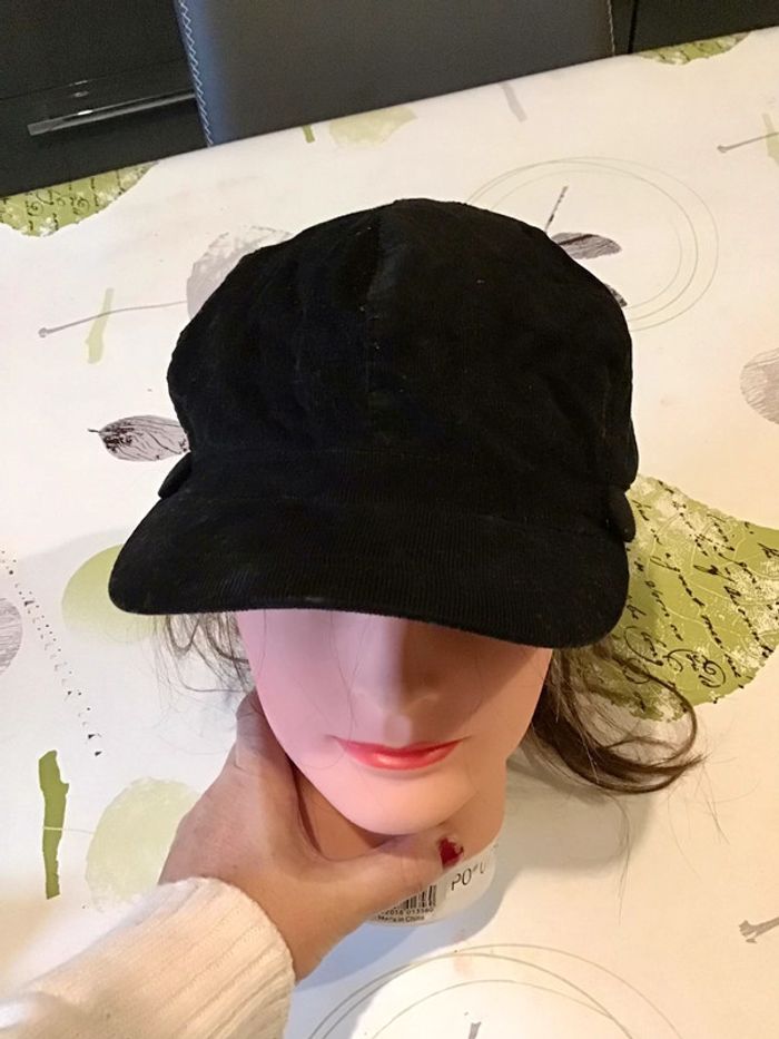Casquette en velours côtelé noir taille 57 - photo numéro 3