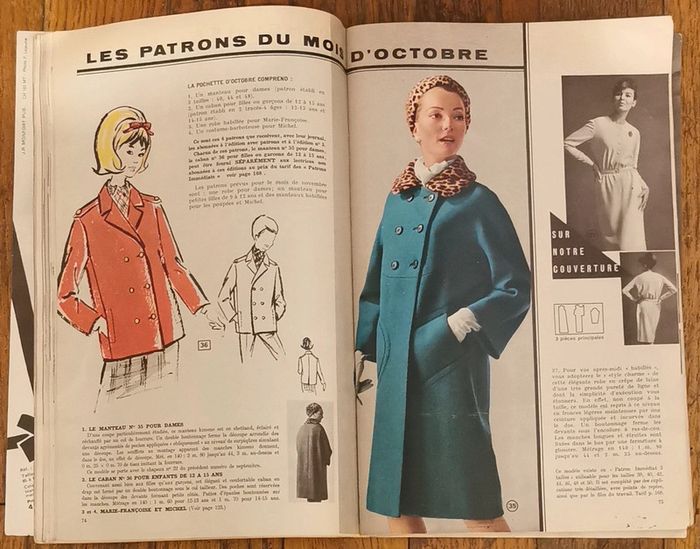 Rare complet magazine mode et travaux 1964 patrons et suppléments vintage - photo numéro 11