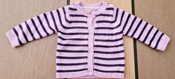 Gilet rayé violet et rose  grain de blé 3  mois