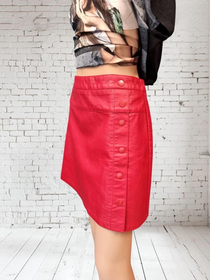 Pimkie jupe patineuse rouge simili cuir * taille 40 * - photo numéro 2