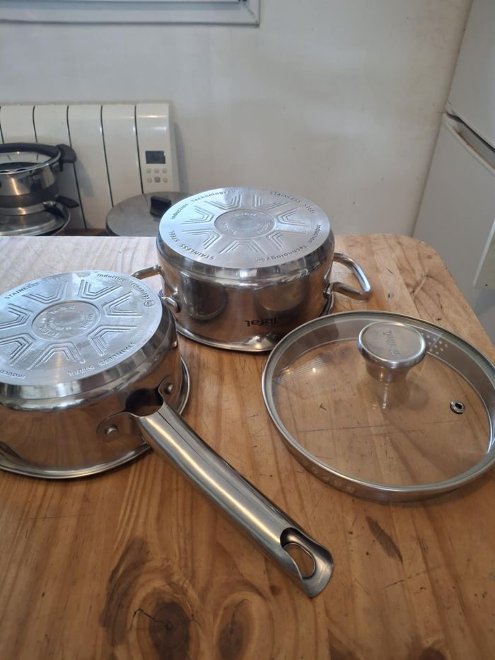 1 casserole + 1 faitout avec couvercle en inox marque tefal tout feux dont induction - photo numéro 4