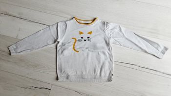 Vêtement fille pull crème motif chat Okaïdi 5 ans