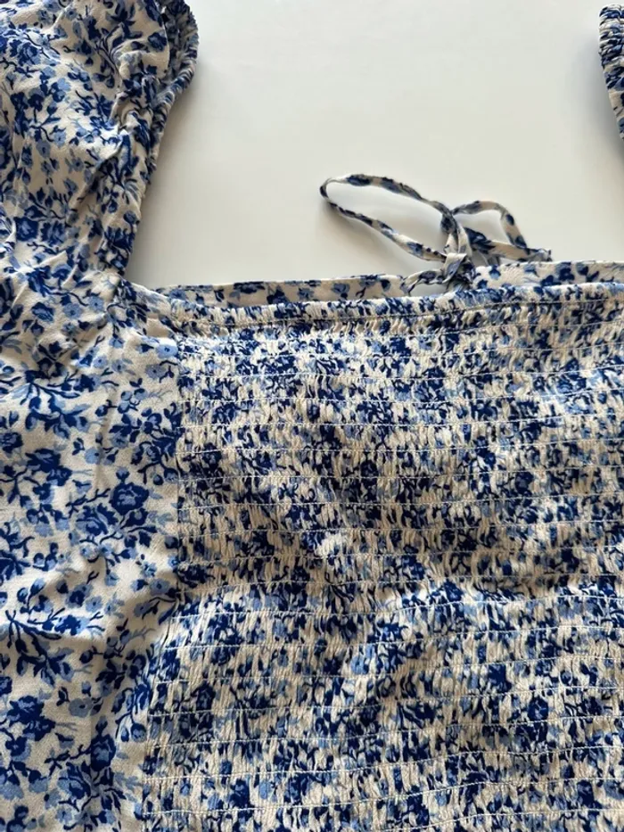 Blouse à fleurs bleues - L - H&M - neuf - photo numéro 8