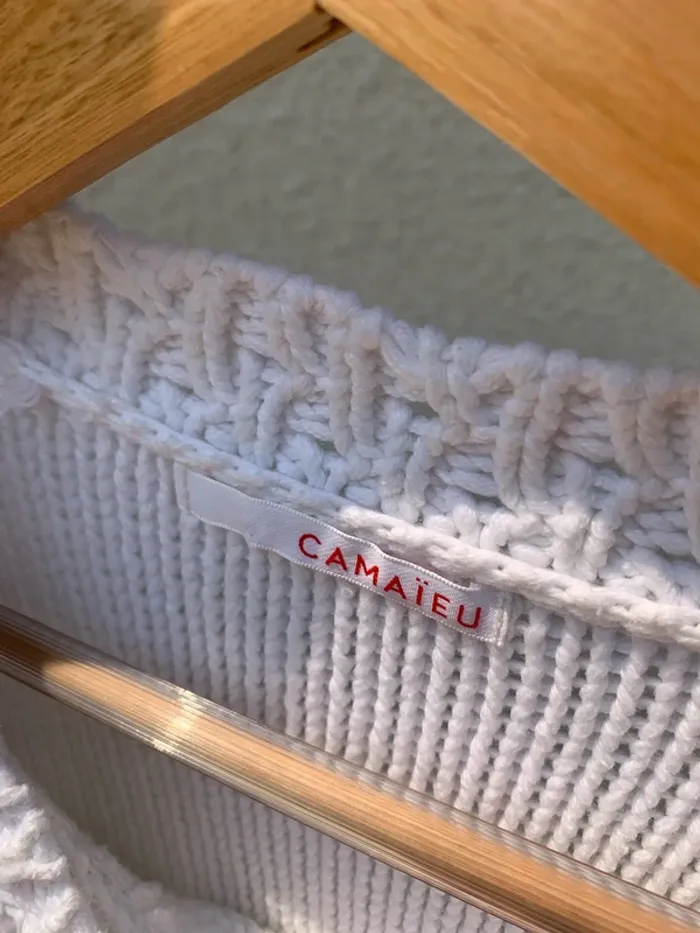 Beau pull blanc en maille Camaïeu - photo numéro 5