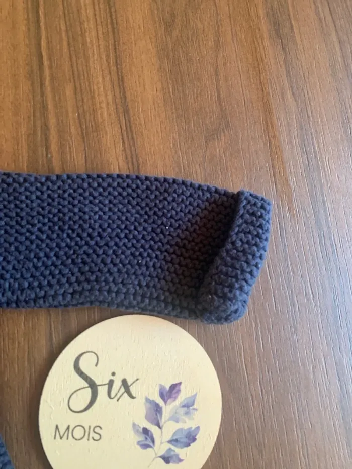 Gilet Petit Bateau maille bleu 6 mois - photo numéro 4