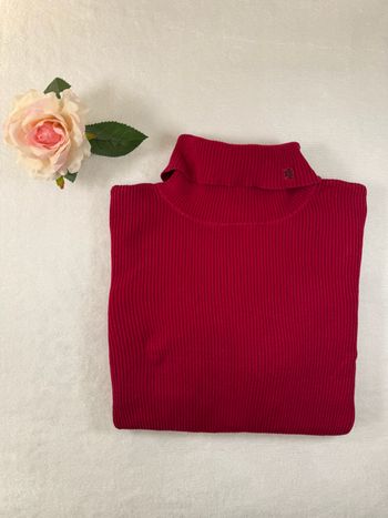 Pull col roulé Ralph Lauren rouge pour femme taille 1X ( XL ) Pull côtelé chic en 100% coton