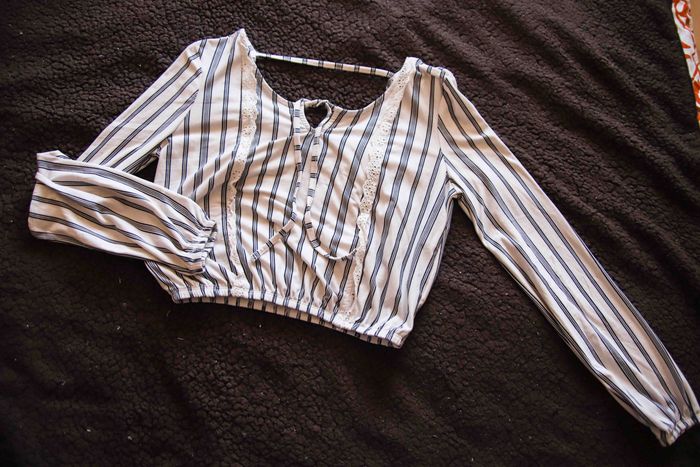 Crop top manche longue rayé - photo numéro 4