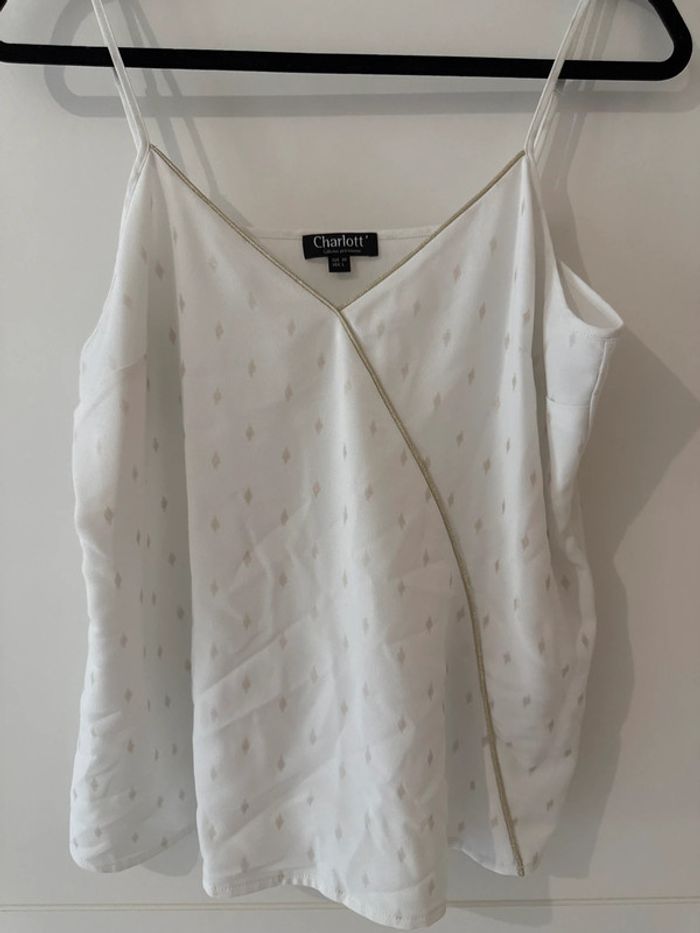 Top Débardeur Charlott’ blanc à bretelles – Taille L (40)