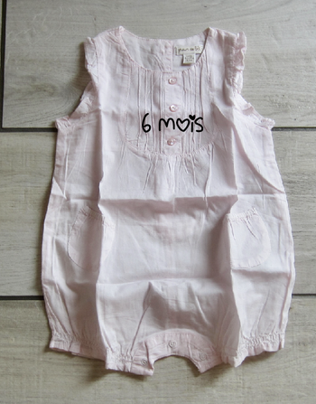 Barboteuse rose pastel 6 mois