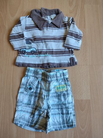 Lot tenue bermuda + polo manches longues Petit Kimbaloo en 0M / Naissance