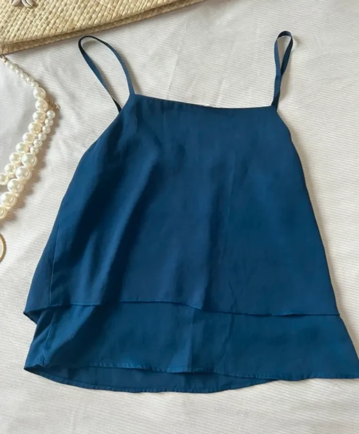 Débardeur petites bretelles bleu marine, Naf-Naf, taille L - photo numéro 3