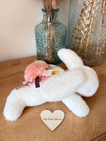 Lapin pantin vieux rose 25 cm 