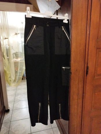 Pantalon droit noir patchwork vintage S/36 y2k