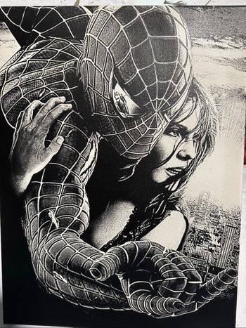 Tableau Spider-Man protecteur toile 30x40cm – scène culte
