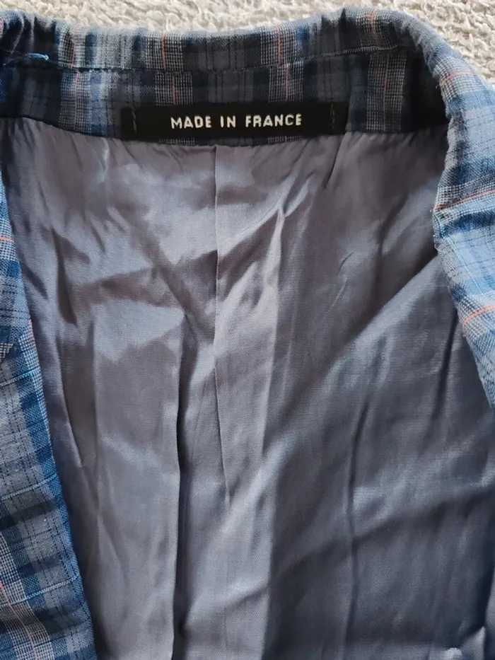Blazer Brummell à carreaux bleu/gris – Made in France – Taille L - photo numéro 6