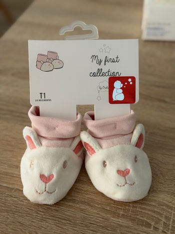 Chaussons bébé Orchestra lapin – neufs – 3/6 mois