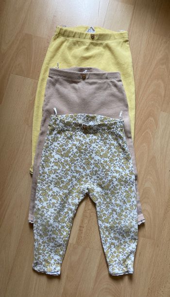 lot 3 pantalons leggings bande dentelle crochet bébé 6/9 mois