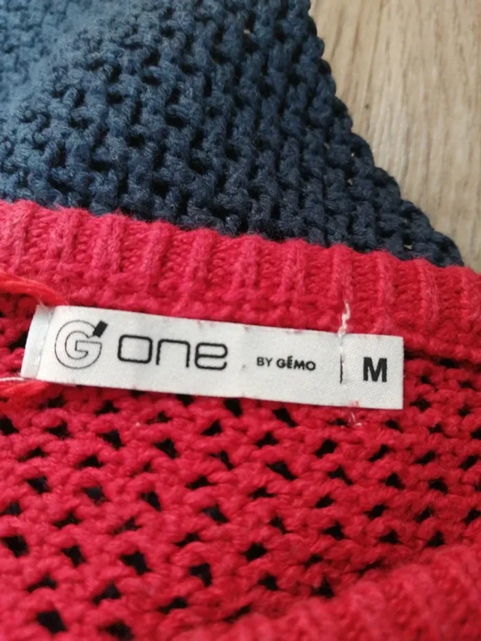 Pull fin en maille ajouré tricolore bleu blanc rouge / gémo / (M) - photo numéro 6