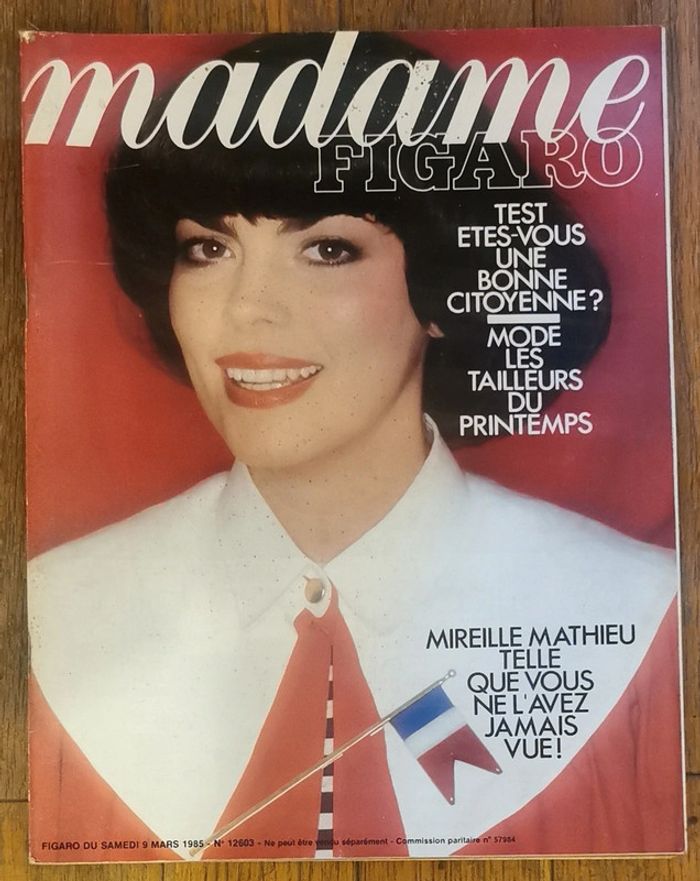 Ancien magazine Madame figaro Mireille Mathieu 1985 N°12603 vintage