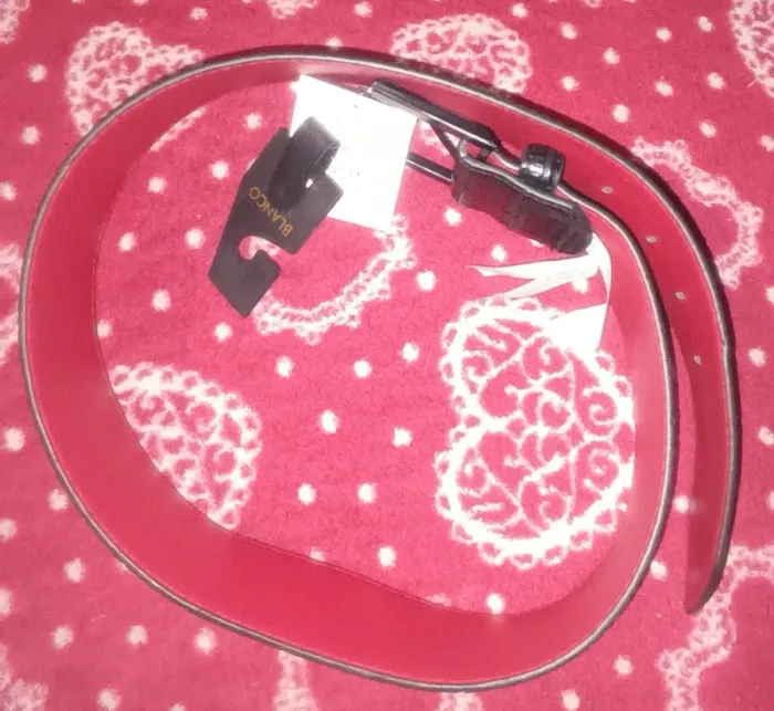 Ceinture cuir rouge/noire Blanco - photo numéro 3