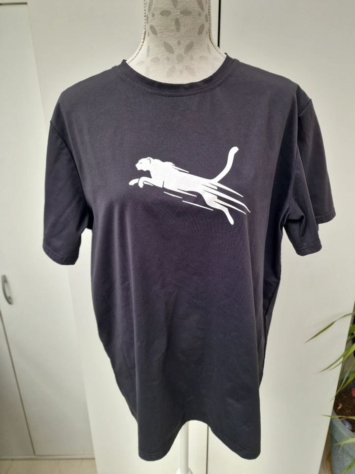 T-Shirt Noir Imprimé Panthère Blanche - photo numéro 2