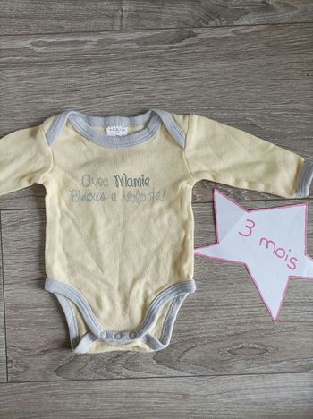 Body mixte jaune 3 mois
