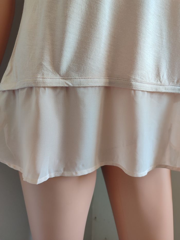 Top bi-matière perles et tête de mort beige / SM ou ML - photo numéro 2