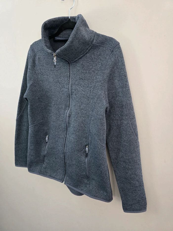 Veste polaire zippée Champion grise femme coupe cintrée col montant taille L - photo numéro 2