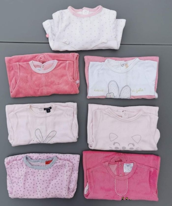 Lot de 7 pyjamas velours 3 mois fille petit bateau Okaïdi