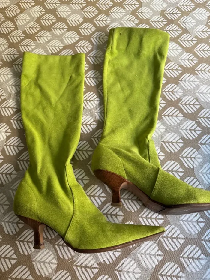 vero cuoio bottes hautes vert - photo numéro 3