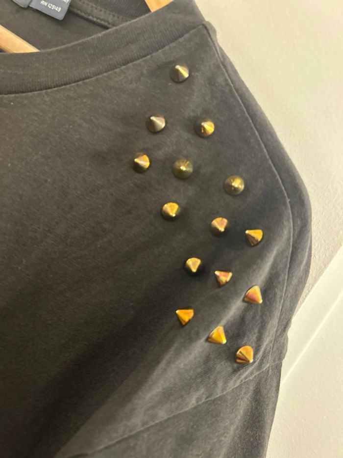 T shirt Topman XL epaulette clouté - photo numéro 4