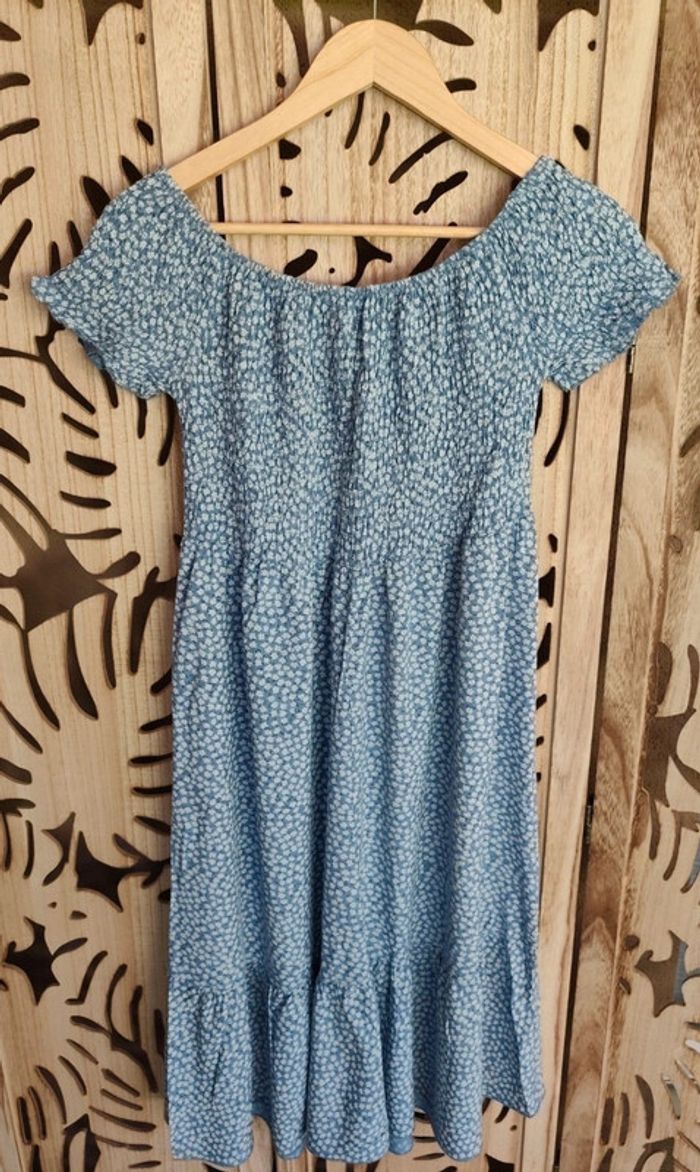 Robe midi fleurie bleu ciel  Taille unique - photo numéro 9