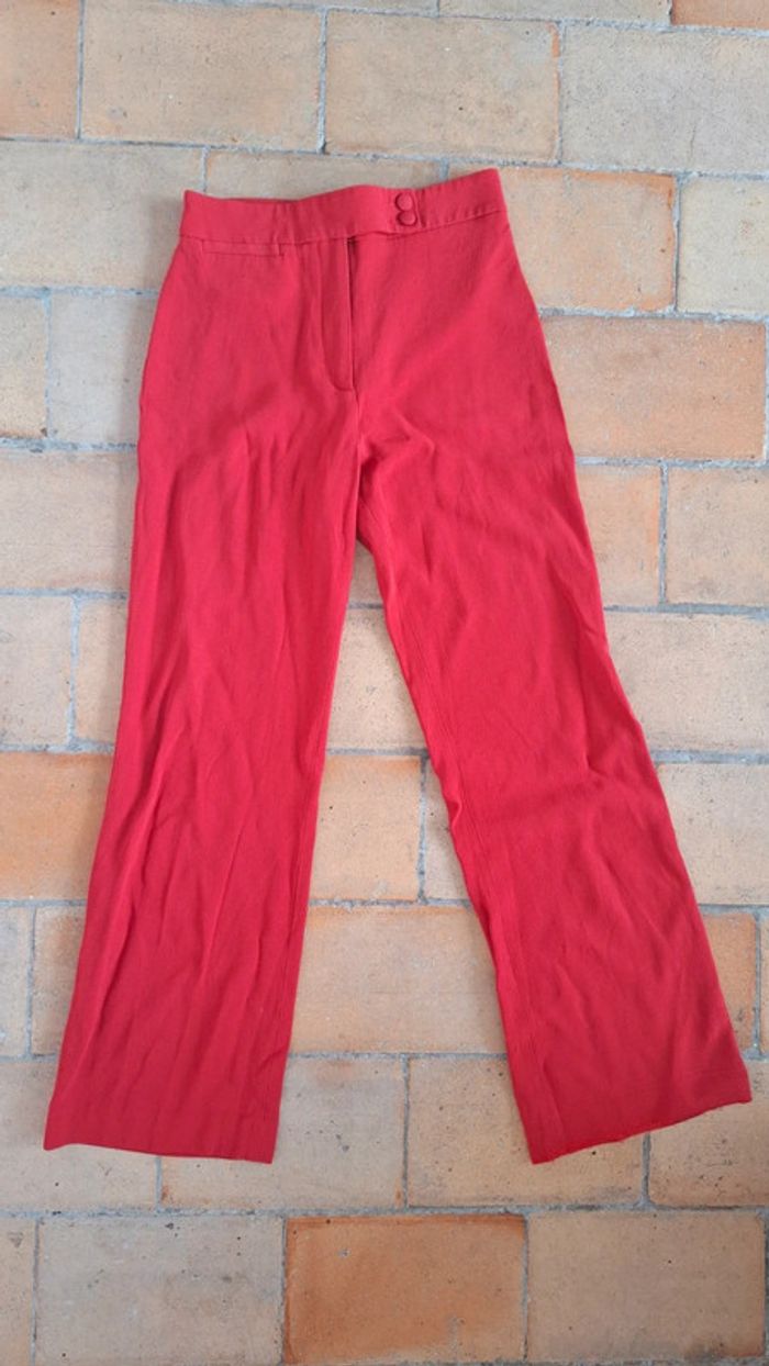 Pantalon Martin Crop Sézane – Rouge Coquelicot – T.36 - photo numéro 2