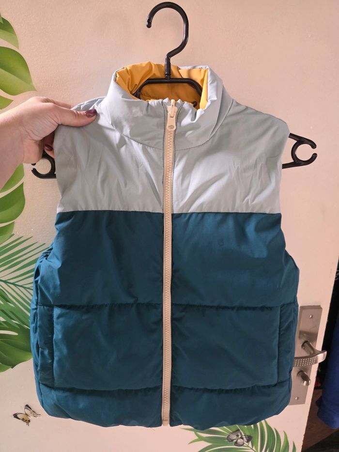 Gilet / Doudoune Sans Manches Réversible - 2 en 1 (Bleu Canard / Moutarde)