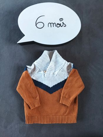 Pull joli col Garçon 6 mois Tao 100% coton