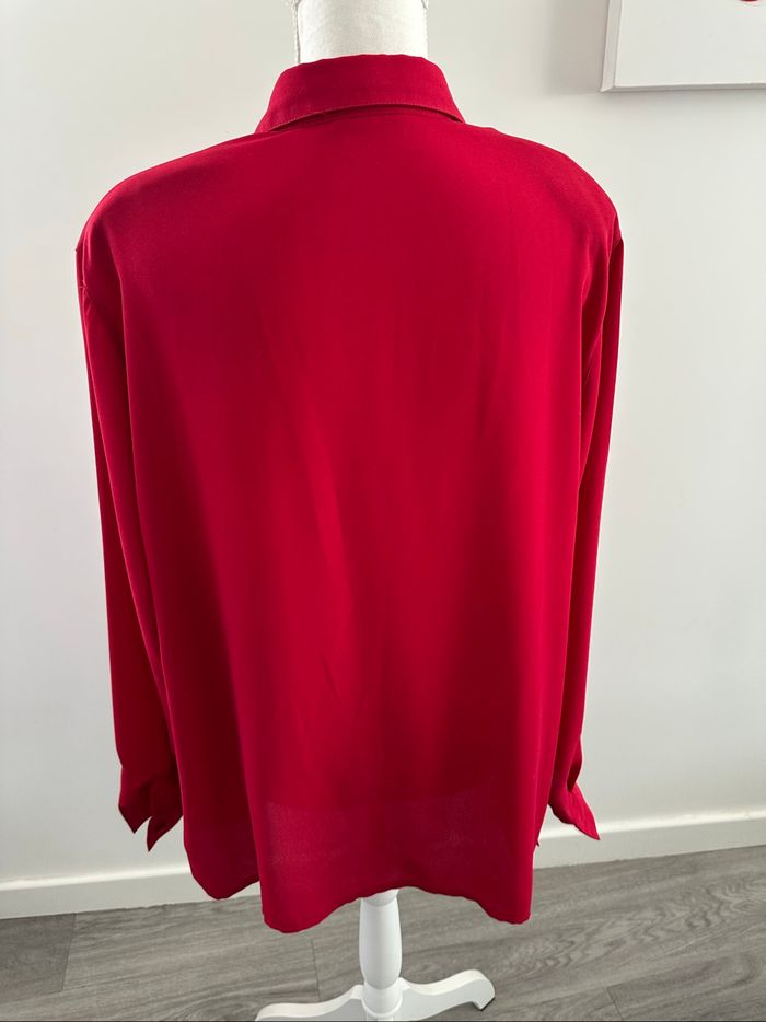 Chemisier brodé rouge framboise et doré Vintage T50 5XL - photo numéro 5
