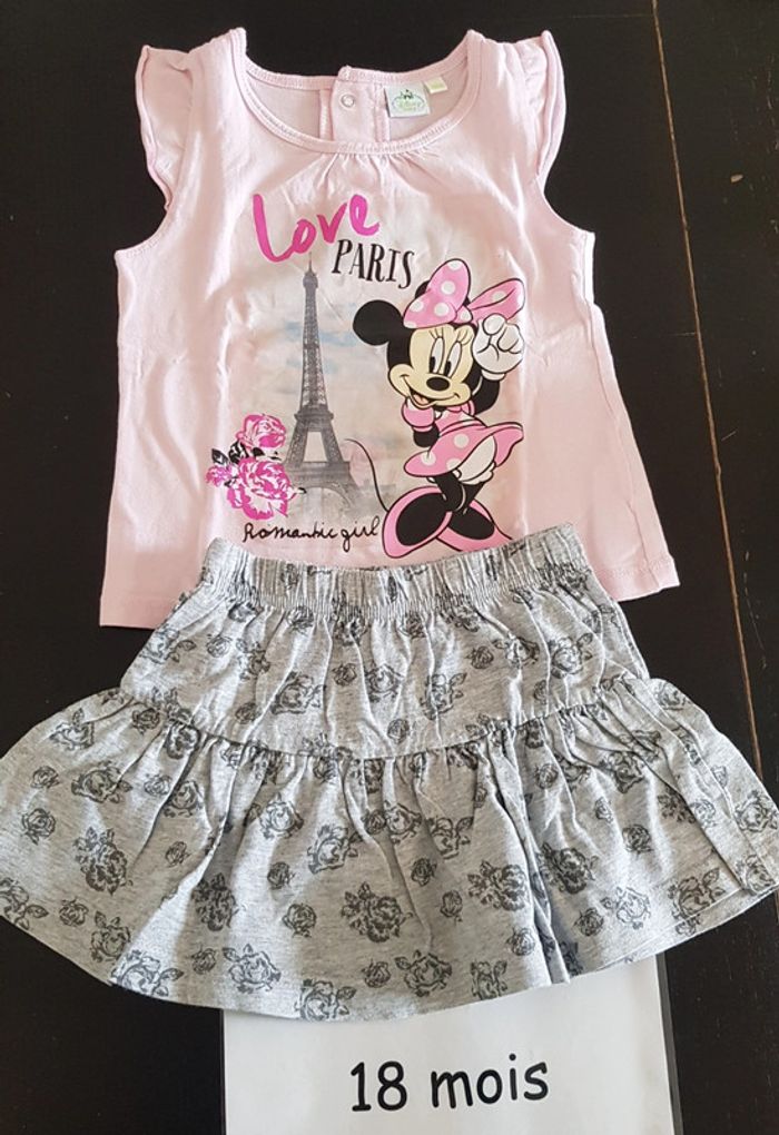 Ensemble t-shirt et jupe Minnie Disney 18 mois