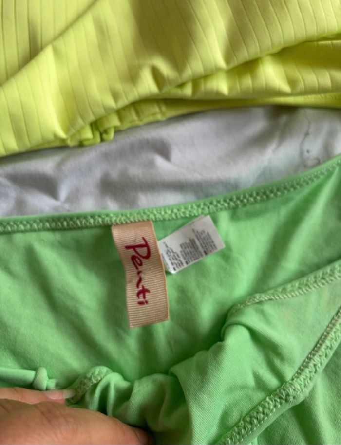 Ensemble set 2 maillots de bain bikini jaune fluo croisé vert taille XS/34 neuf - photo numéro 3