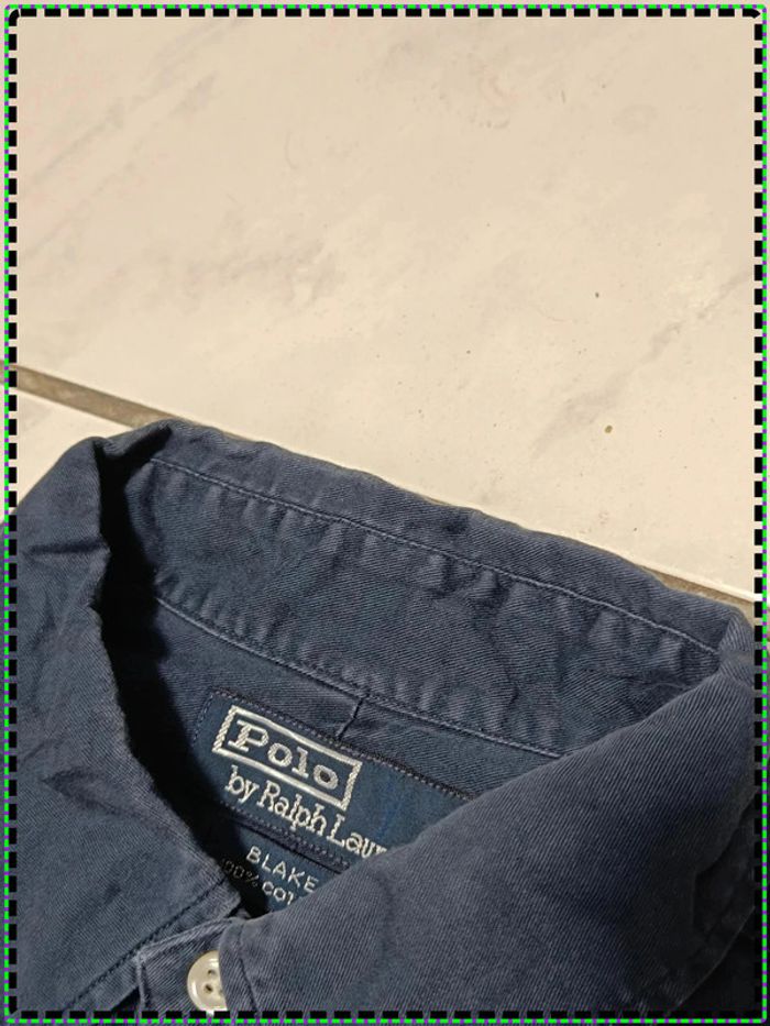 Chemise Ralph Lauren vintage "Blake" - Coton épais bleu marine - Taille M (convient à un L) - photo numéro 12