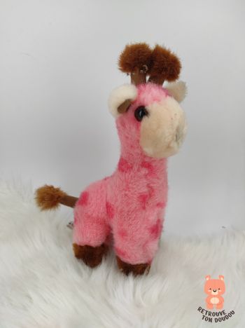 Peluche Girafe rose Eluz Vintage