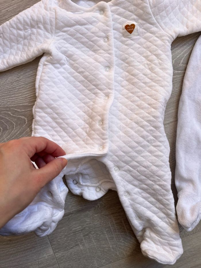2 pyjamas blancs bébé 3 mois mixte - photo numéro 3