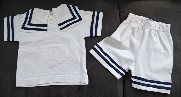 Ensemble short et tee-shirt marin 12 mois - photo numéro 5