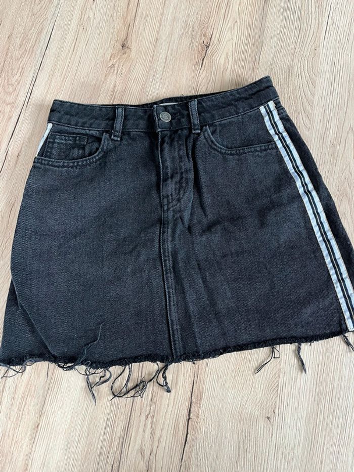 jupe en jeans noir à franges taille 34